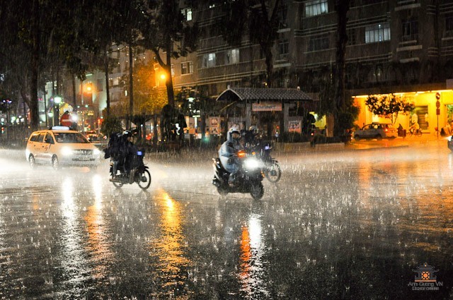 Motorbike in the rain